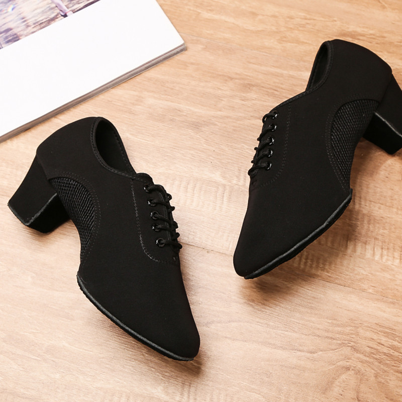 New Oxford cloth mesh cloth dance shoes high heel Latin dance shoes square dance shoes sailor dance women's generation of hair