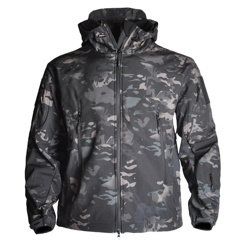 Hanye wholesale Hanye shark skin soft shell assault clothing camouflage clothing fleece padded tactical clothing hooded cross-border generation