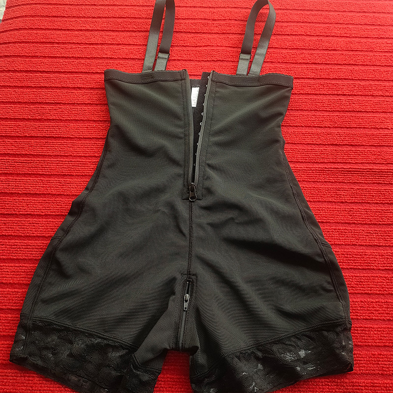 Cross-border European and American Belly Tinting Body-shaping Body-shaping Jumpsuit Strap Hip-lifting Pants Crotch Zipper Large Size Waist-closing Pan_voghion.com
