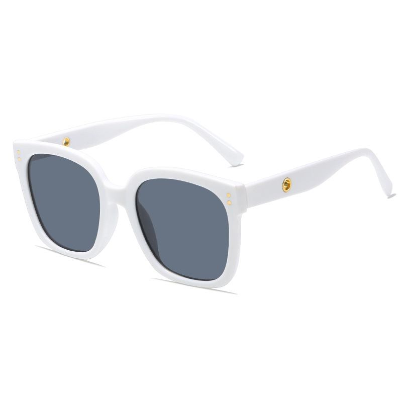 Big Face Slim Sunglasses Men's Anti-UV Internet Red jennie Same Style White Square Sunglasses Women's Fashionable Glasses