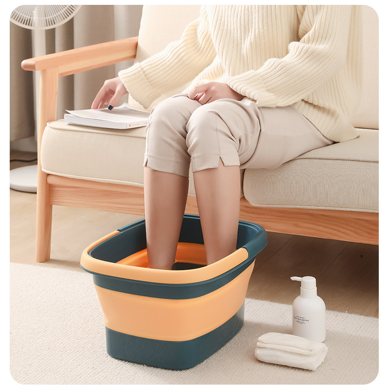 One-piece delivery square folding portable foot bath bucket foot bath tub car bucket laundry bucket student washboard