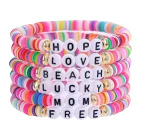 European and American Cross-border Explosions 6mm Rainbow Soft Pottery Jewelry Color Sliced Soft Pottery Bracelet Women's Mix and Match Beach Style Bracelet