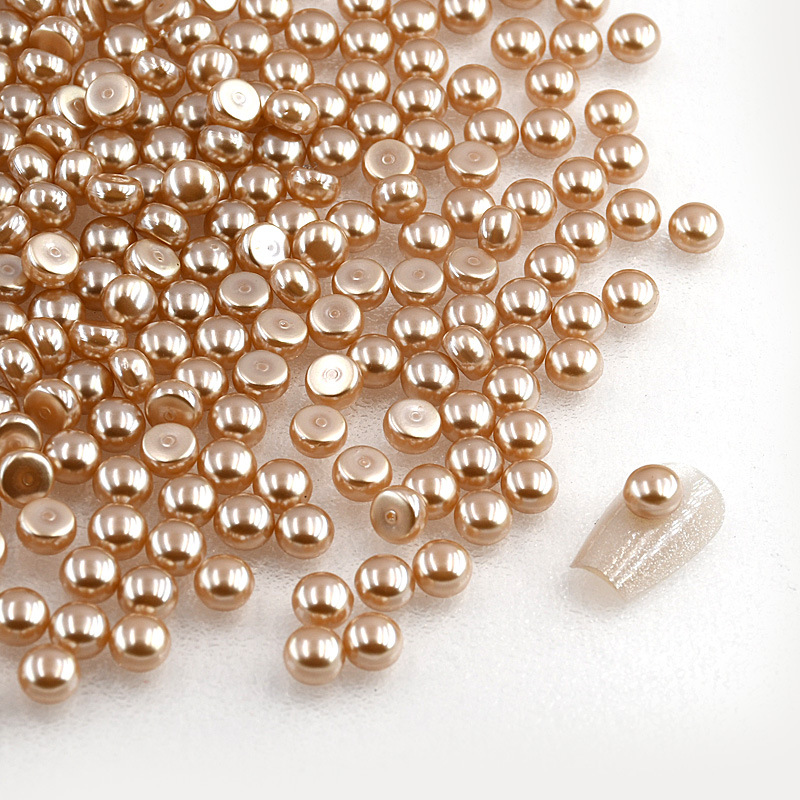 Mixed 6mm manicure flat steamed bread Pearl pure white round non-falling bottom half surface handmade diy pearl jewelry decoration