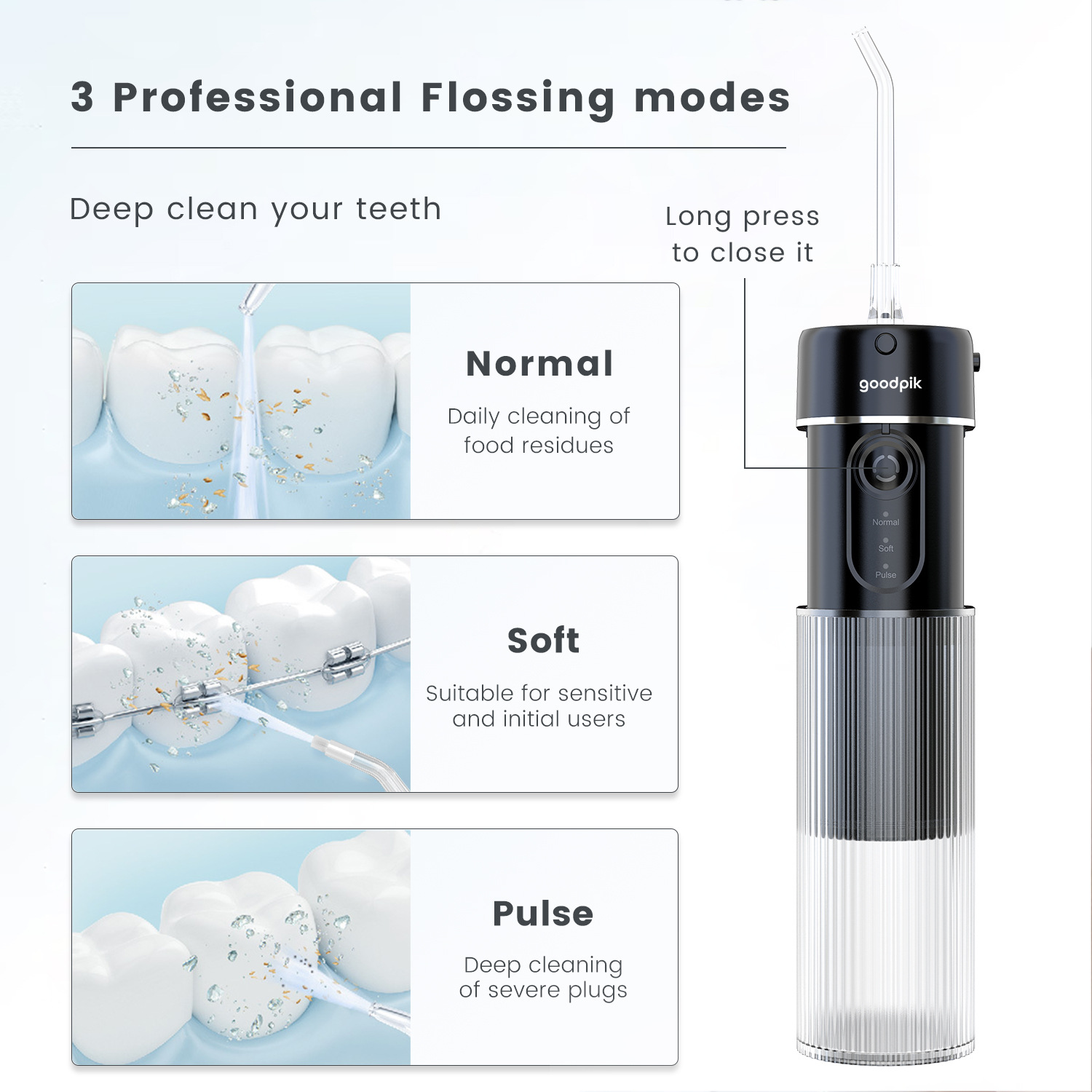 Factory direct supply intelligent dental irrigator removable water tank all-round cleaning oral telescopic professional dental irrigator