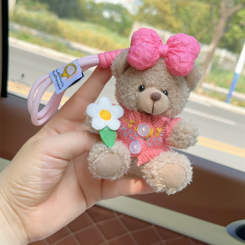 Internet famous foreign-style bear key chain lanyard high-grade cartoon plush doll cute bag pendant car key women