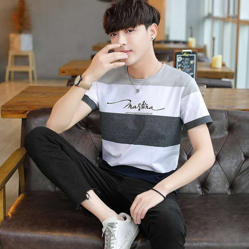 2023 Summer short sleeve T-shirt men's loose trend casual clothes Korean foreign trade manufacturers wholesale Cheap