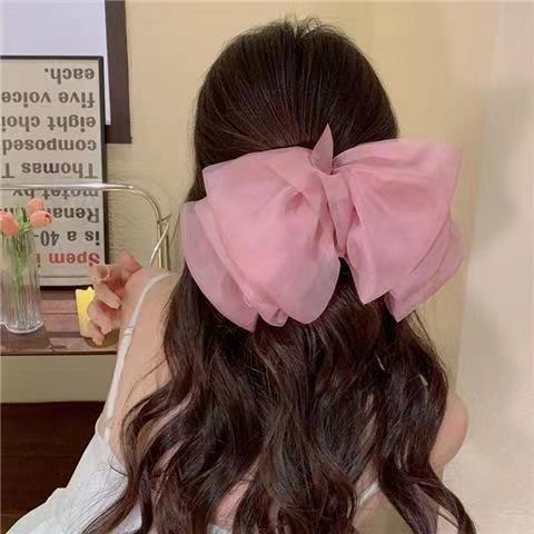 ネット紅のシフォンのスプリングは超仙の大きい蝶結びの髪を挟んで馬尾の女性の後頭部の新型の雲の頭の花の髪飾りを挟みます。|undefined