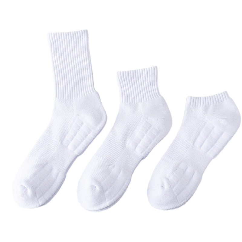 Towel bottom socks men's mid-calf length socks autumn and winter cotton black and white socks fleece-lined thick warm sports deodorant stockings