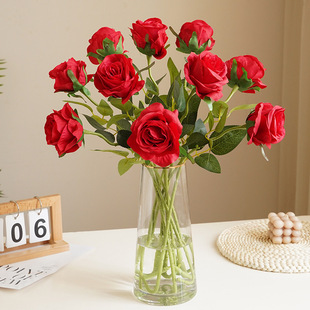 Factory wholesale artificial flower rose single branch silk cloth small fresh home decoration fake flower rose artificial flower