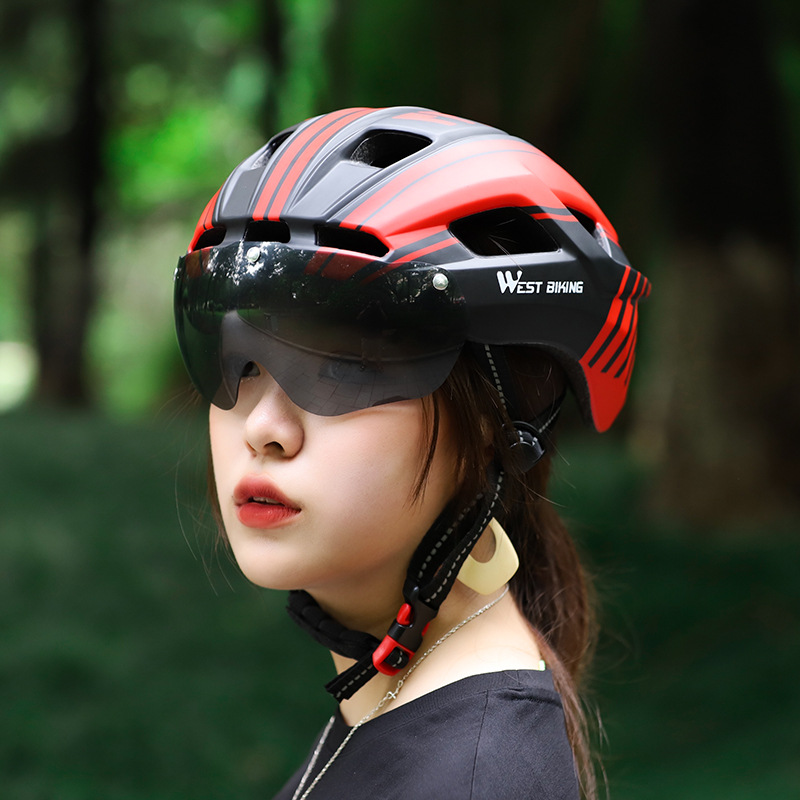 WEST BIKING bicycle helmet goggles windproof helmet magnetic lens mountain road bike riding accessories