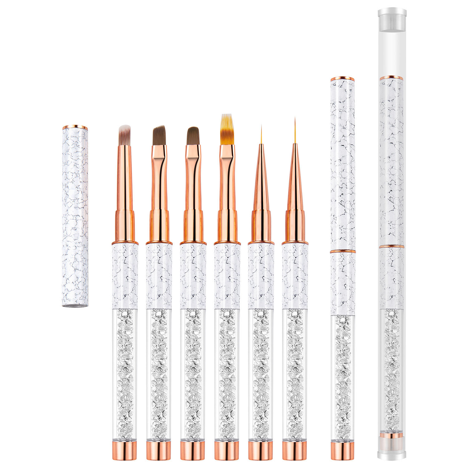 Nail painting brush full set crystal vignette gradient pen pull light therapy pen marble pattern rod nail pen suit