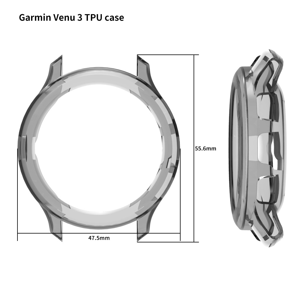 Jiaming watch protective shell TPU half-pack shell for Garmin Venu 3/3s semi-transparent soft protective cover