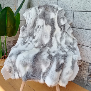 Cross-border Thickened Leather Rabbit Hair Blanket Nordic Style Living Room Bedroom Bedside Household Plush Blanket