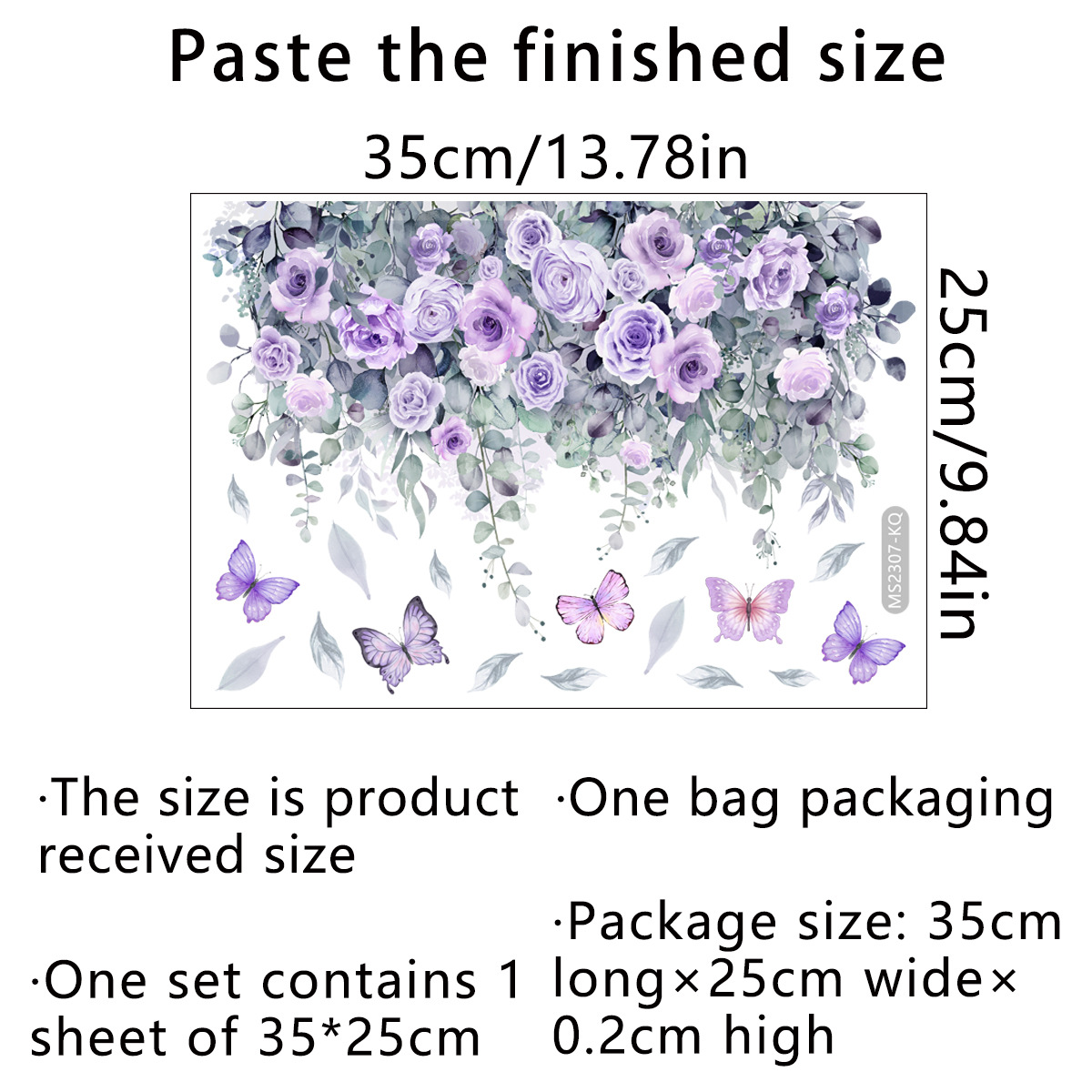 MS2307-KQ Plant Flower Wall Stickers Toilet Stickers Background Wall Toilet Restroom Decorative Wall Stickers Self-adhesive