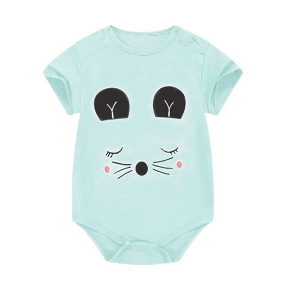 Baby Crawling Clothes Summer Short-Sleeved One-Piece Clothes Export Ebay Pure Cotton Wish Cartoon Print Newborn Baby Clothes