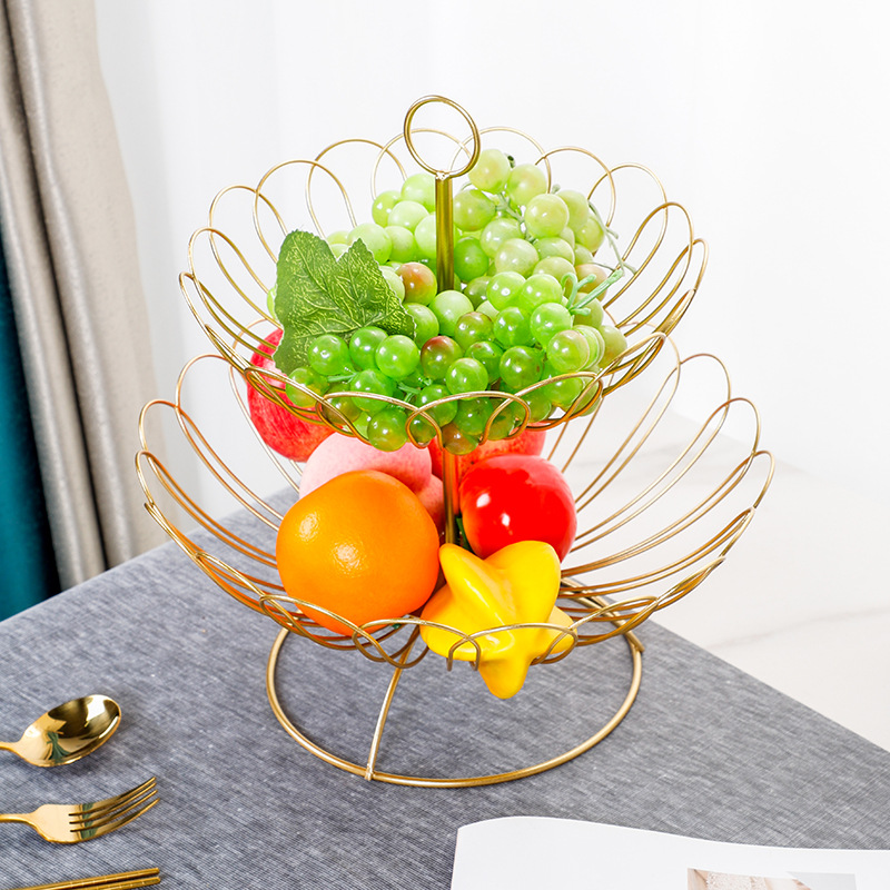 Strict Selection Nordic Iron Fruit Basket Creative Multi-layer Fruit Plate Fashionable Simple Fruit Basket Household Living Room Dried Fruit Storage Basket