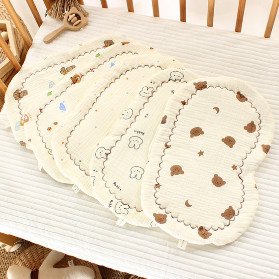 Newborn baby gauze cloud pillow U-shaped cotton pillow baby pillow towel anti-spitting milk cushion flat pillow thicker than 10 layers