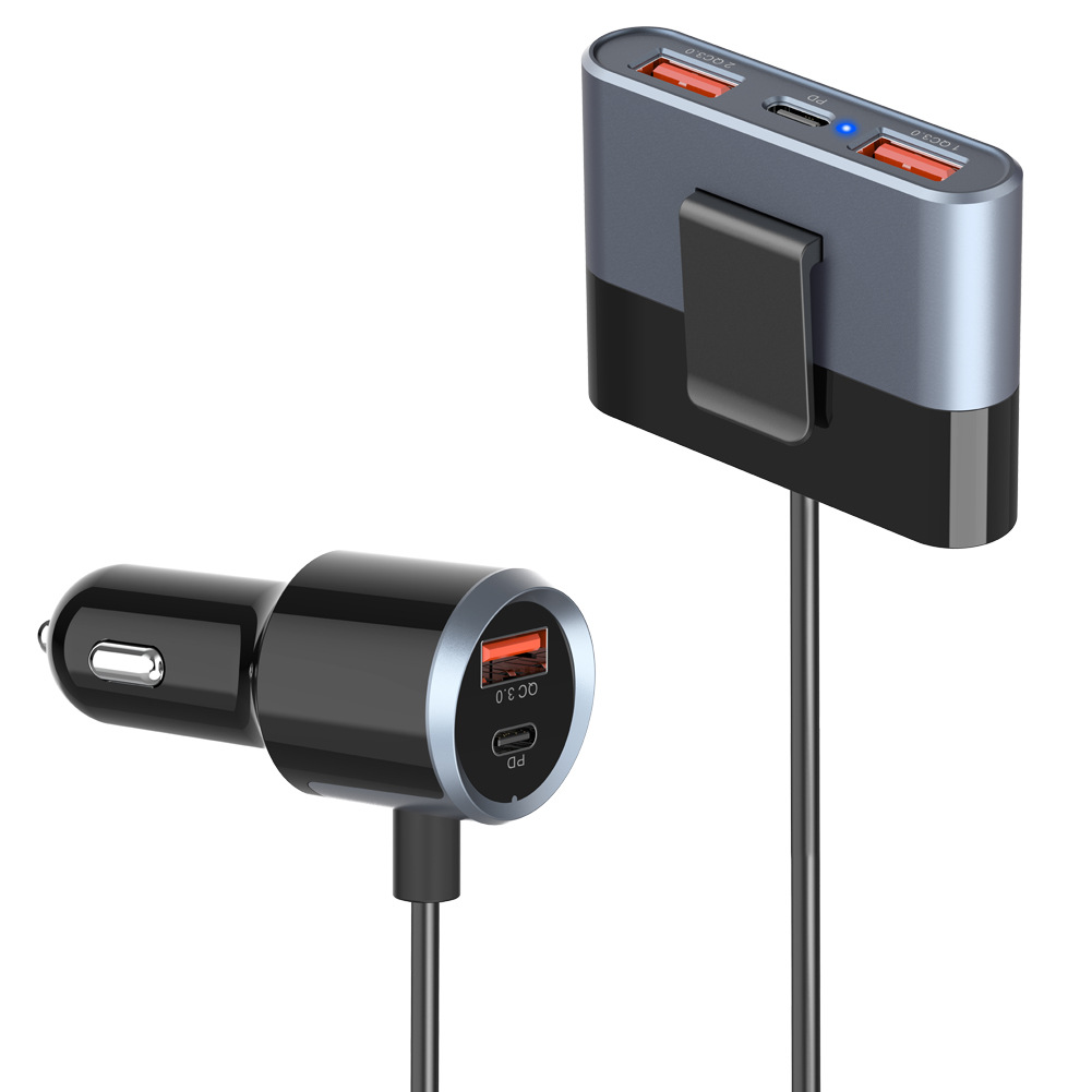 Car charger super fast charging multi-port one drag five front and rear seat charging car mobile phone charger manufacturers wholesale