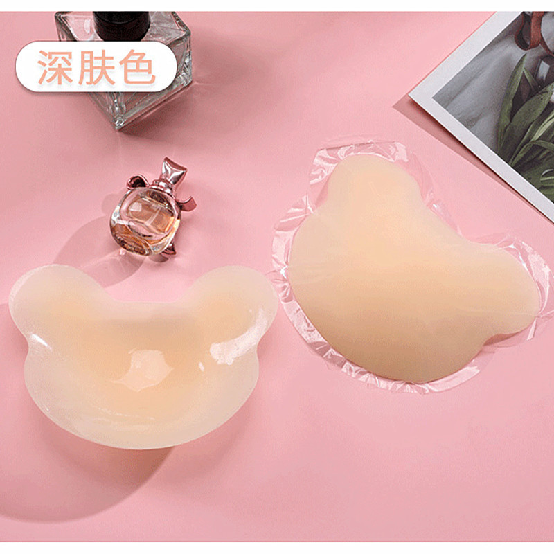 Cat Head chest stickers wedding dress anti-exposure small chest large thin anti-bump nipple stickers solid color solid silicone breast stickers