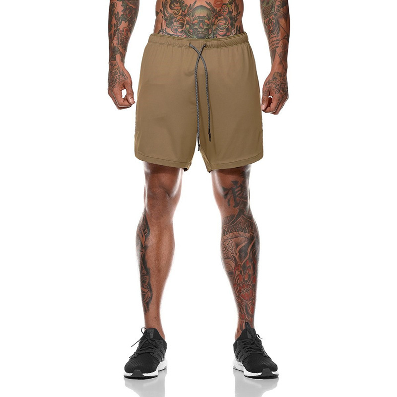 2023 Cross-border Double-layer Shorts Camouflage Summer Men's Large Size Five-point Quick-drying Breathable Fitness Sports Running Foreign Trade