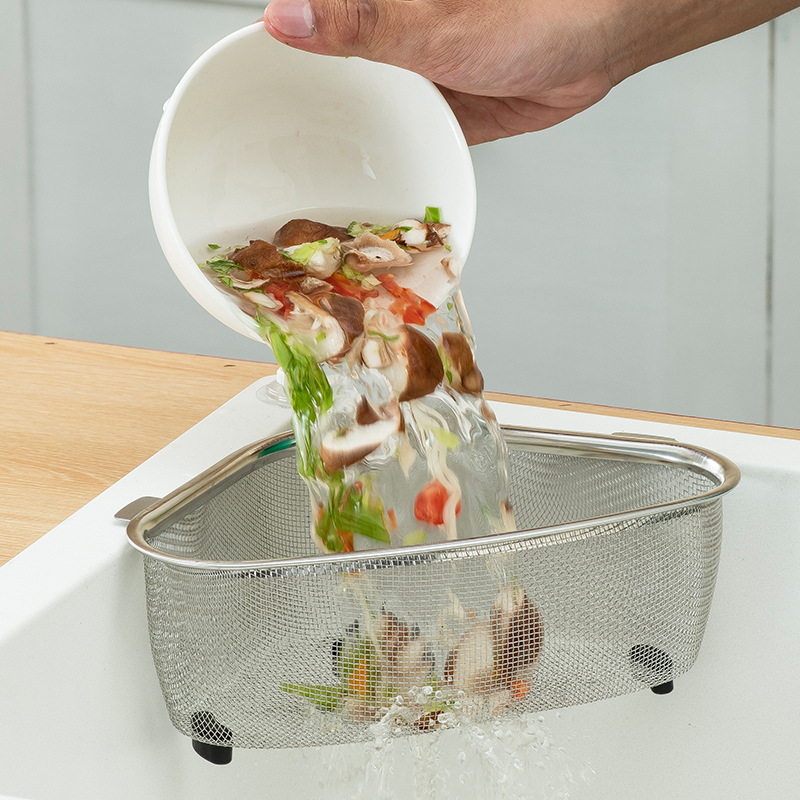 水槽過濾籃三角廚房水池剩菜剩飯垃圾濾渣滴水多功能掛網收納架
