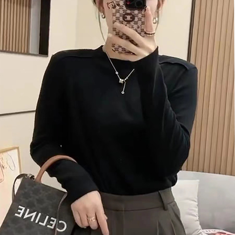 Spring and Autumn new women's Fishbone T-shirt women's long-sleeved inner wear slim outer wear all-matching bottoming shirt women's top