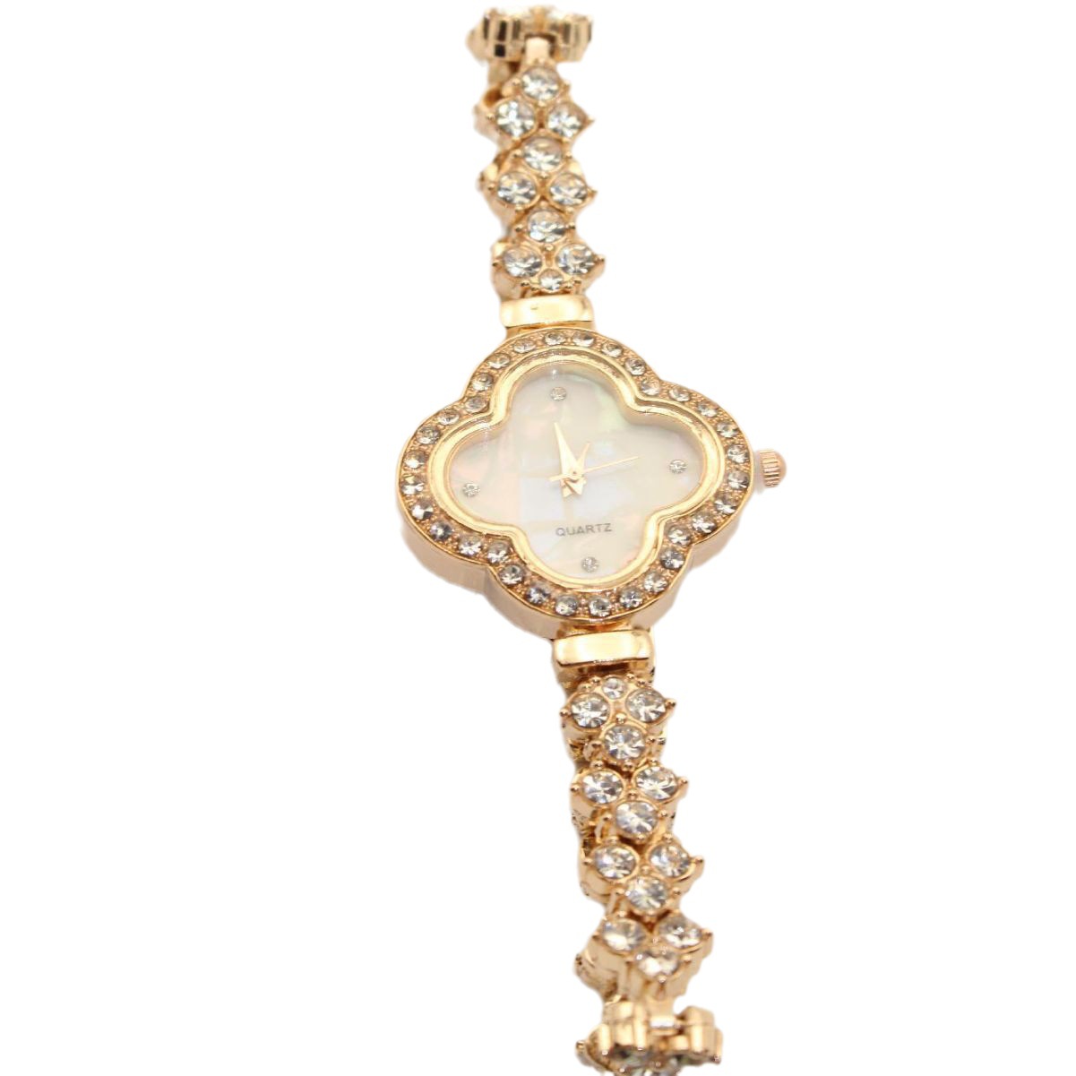 Fashionable ladies' watch with a four - leaf clover dial, inlaid with diamonds and featuring a mermaid design. A high - quality quartz watch