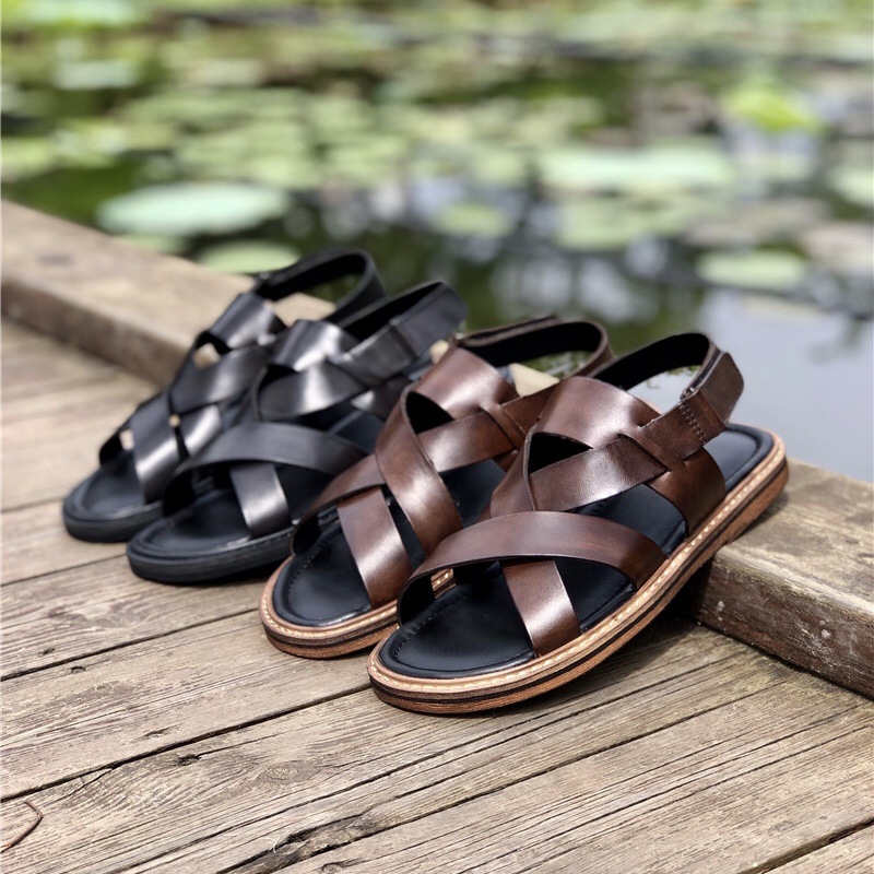 Roman Sandals Summer Genuine Leather Sandals British Personality Men's Shoes Casual Sandals and Slippers Men's Beach Shoes Trendy Men's Shoes