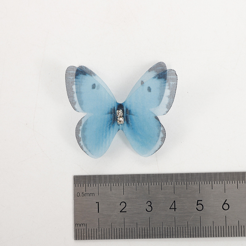 Double-layer three-dimensional diamond simulation printing moving tulle butterfly dream artistic clothes decorative bouquet butterfly accessories