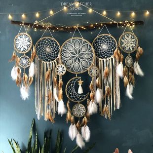 Cross-border Hot-selling Indian Dream Catcher Pendant Wind Bell Feather Pendant Indoor Tassel Wall Hanging Homestay Decorations