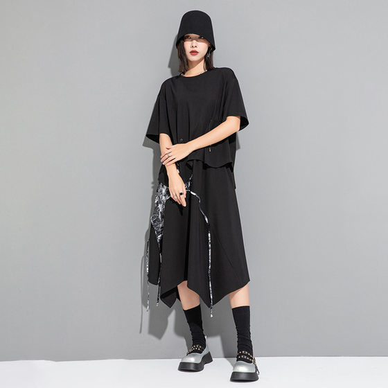 Yamamoto Diablo Style Summer New Short-sleeved T-shirt Design Sense Instagram Style Top Irregular Loose Casual Women's Fashion