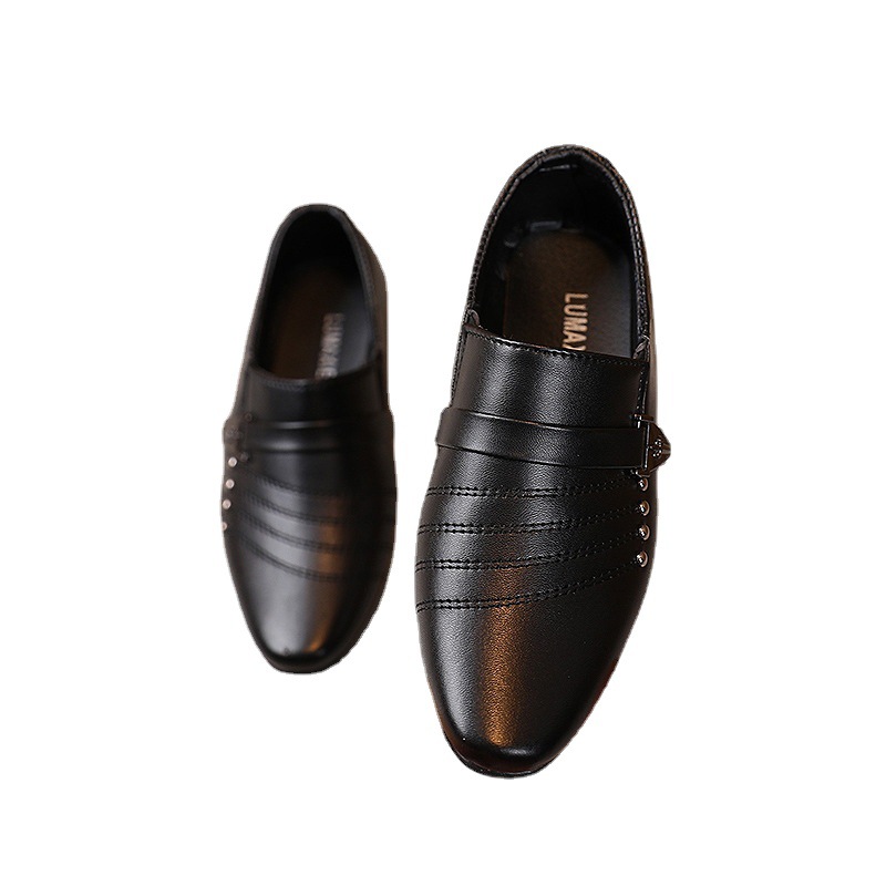 Boys Black Leather Shoes British Style Boys White Children's Shoes 2023 Children's Dress Fashion Show Shoes Leather Shoes