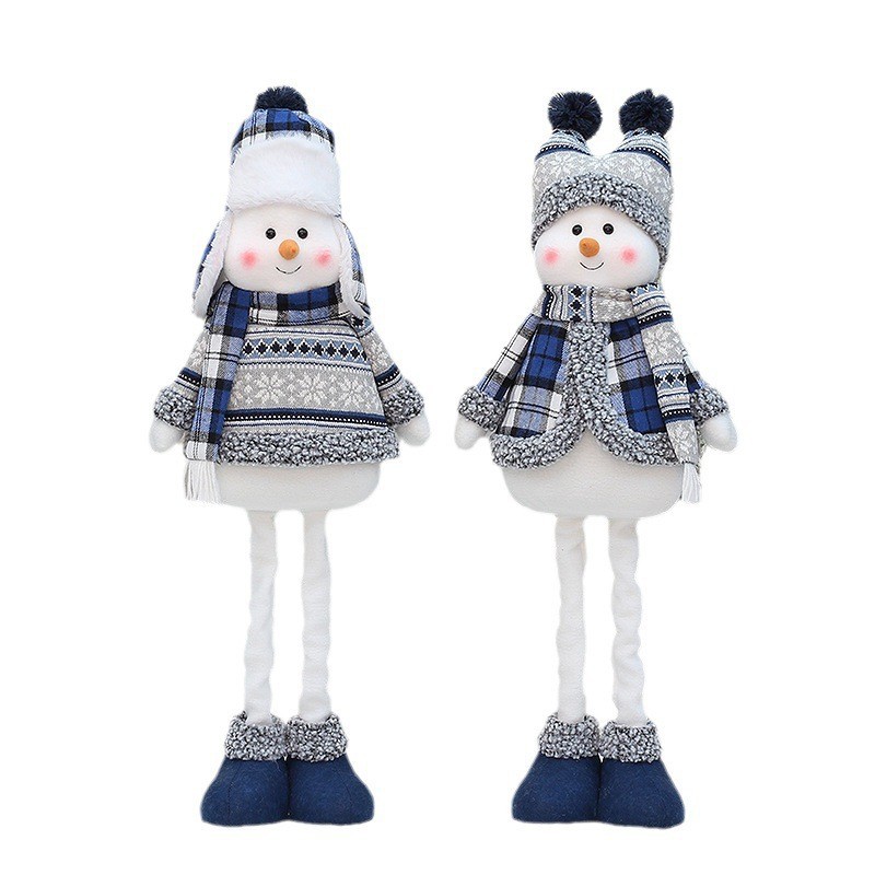 Ornements de poupée de bonhomme de neige rétractables en tissu bleu de Noël en gros en usine_voghion.com