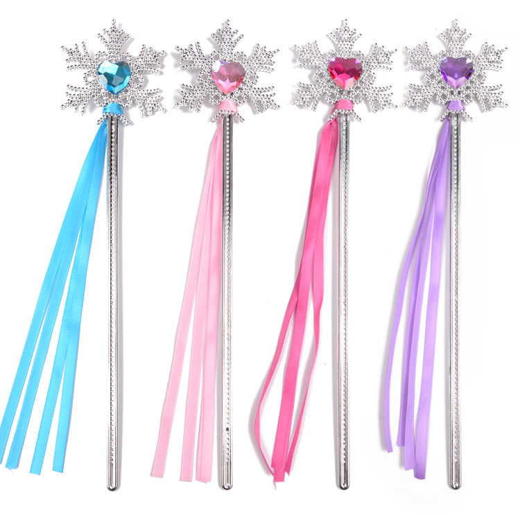 Factory Ice Snow Snowflake Shape Princess Rafferie Magic Snowflake Stick Girls Birthday Gift Children Plastic Fairy Stick