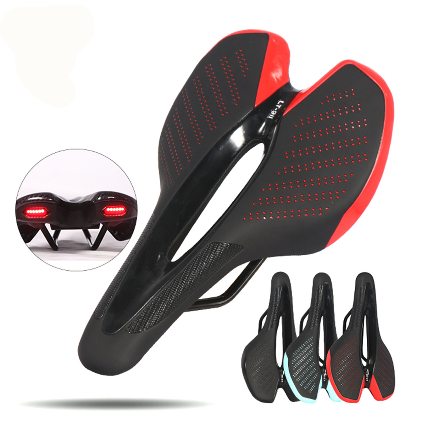Bicycle Seat Cushion Mountain Bike Silicone Saddle Road Bike Seat Cushion with Tail Light Cycling Equipment