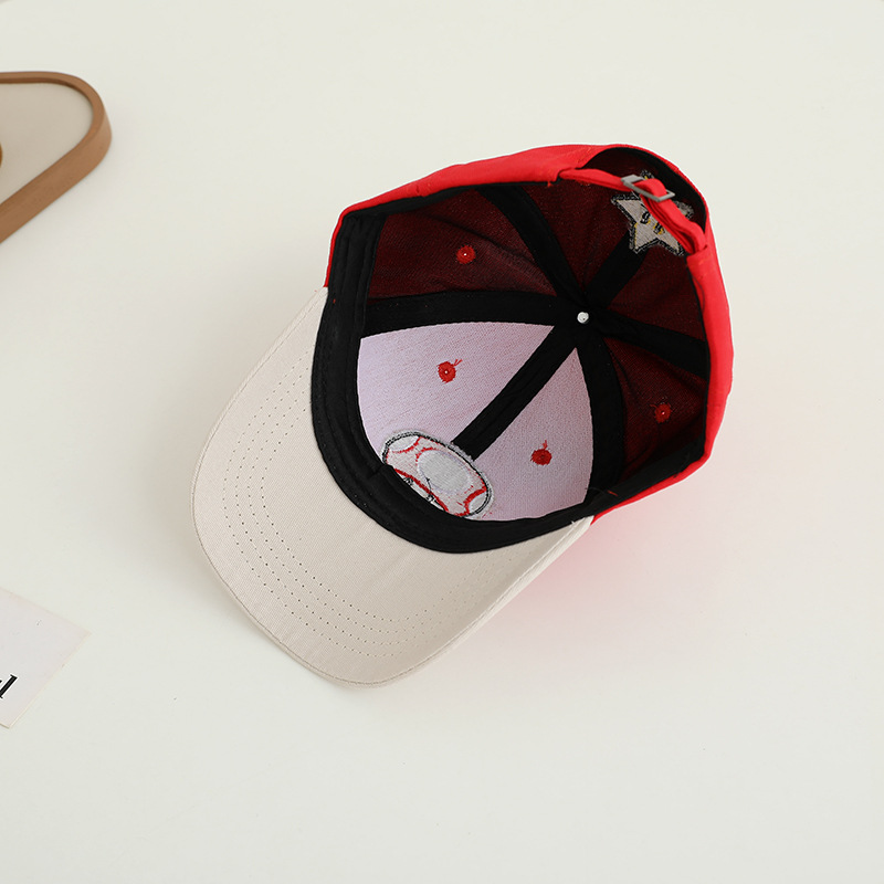 Children's net cap Korean color matching Mario baseball cap spring and autumn new baby sun hat super Mary cap