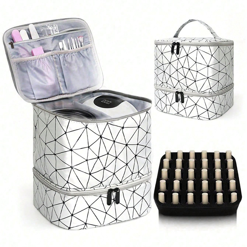 Cross-border Large Capacity Cosmetic Bag High-grade PVC Portable Women's Bag Nail Polish Storage Bag Nail Art Tote Bag Bag