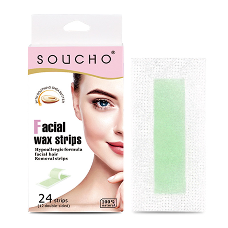 Cross-border New Product Face Hair Removal Wax Paper Lip Sticker Women's Face Non-permanent Moustache Lip Hair Removal 24PCs
