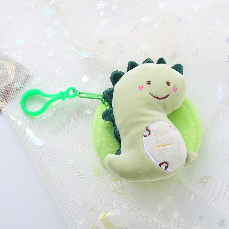 Cartoon Dinosaur Doll Coin Purse Keychain Animal Pendant Cute Small Wallet Student Storage Headset Card Holder