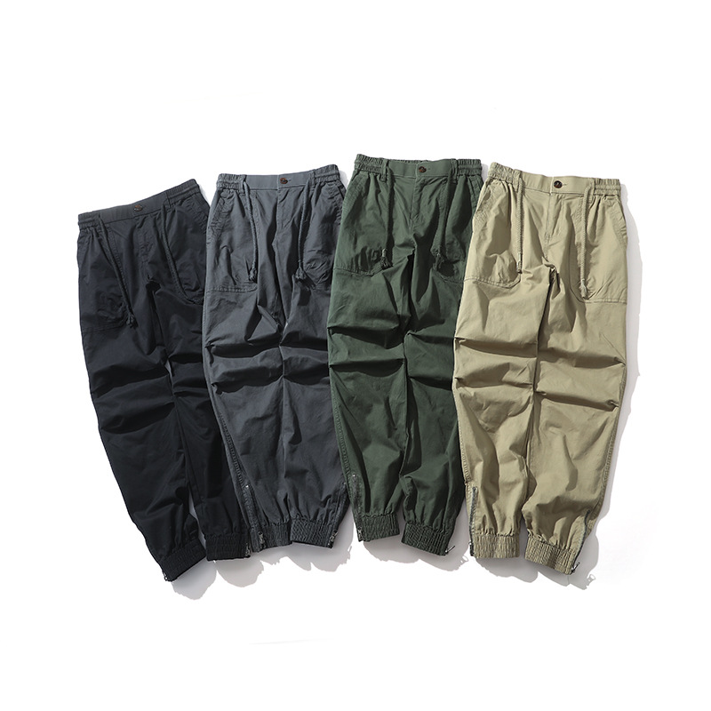 Cross-border new overalls men's spring and autumn large pocket pants outdoor casual pants ankle-tied youth trousers men's wholesale