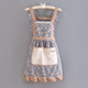 Strap Canvas Floral Princess Dress Towel Pocket Blue