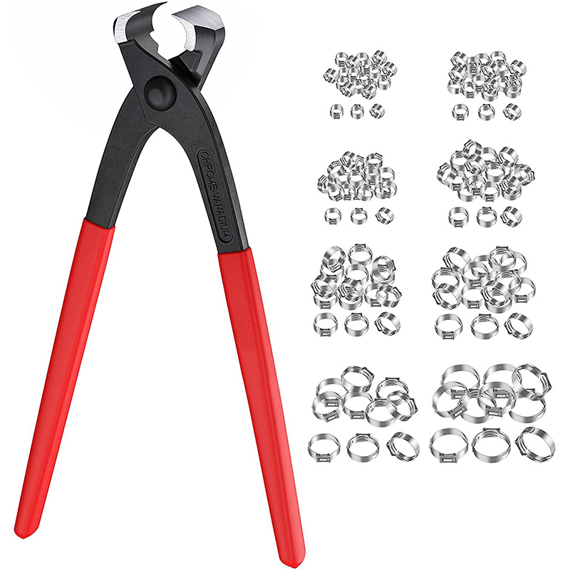 80pc single ear clamp set stepless clamp pliers stainless steel stepless hose clamp for water pipe pipe car