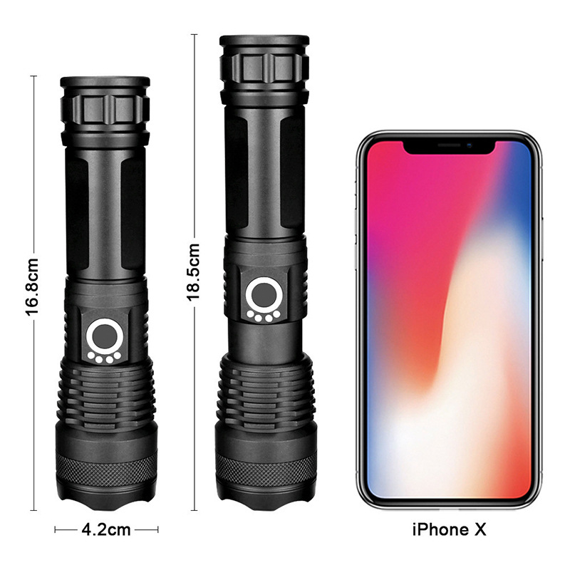 Cross-border aluminum alloy p50 strong light flashlight 26650 zoom night fishing USB rechargeable LED flashlight Outdoor