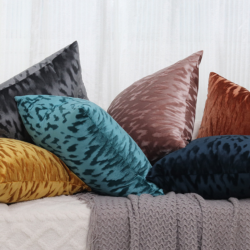 Nordic Simple Wave Pattern Solid Color Velvet Cut Flower Pillow Case Amazon Cross-border Velvet Dark Pattern Cushion Cover