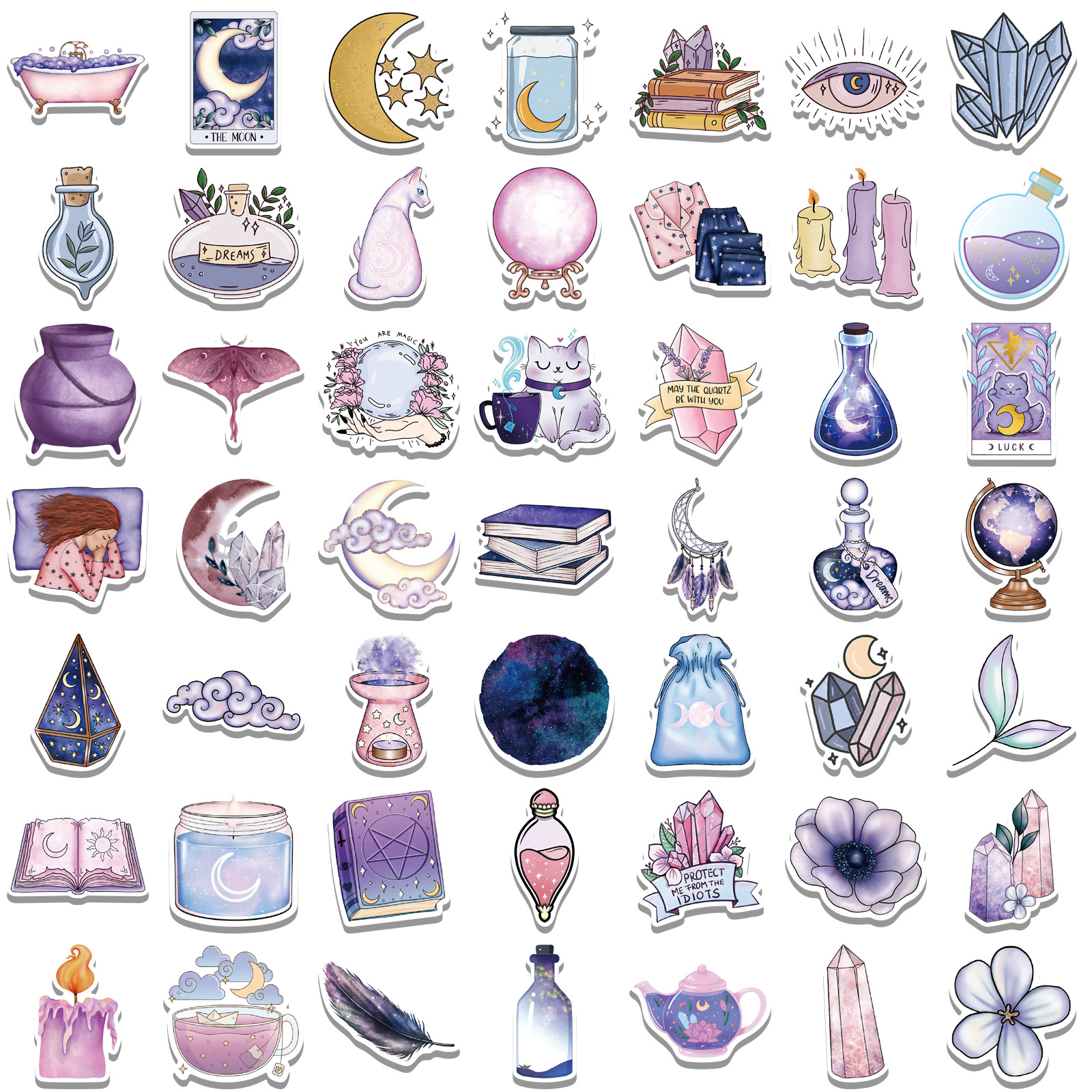 100 pieces of purple magic moon graffiti stickers decorative luggage DIY waterproof stickers Amazon popular models can be approved