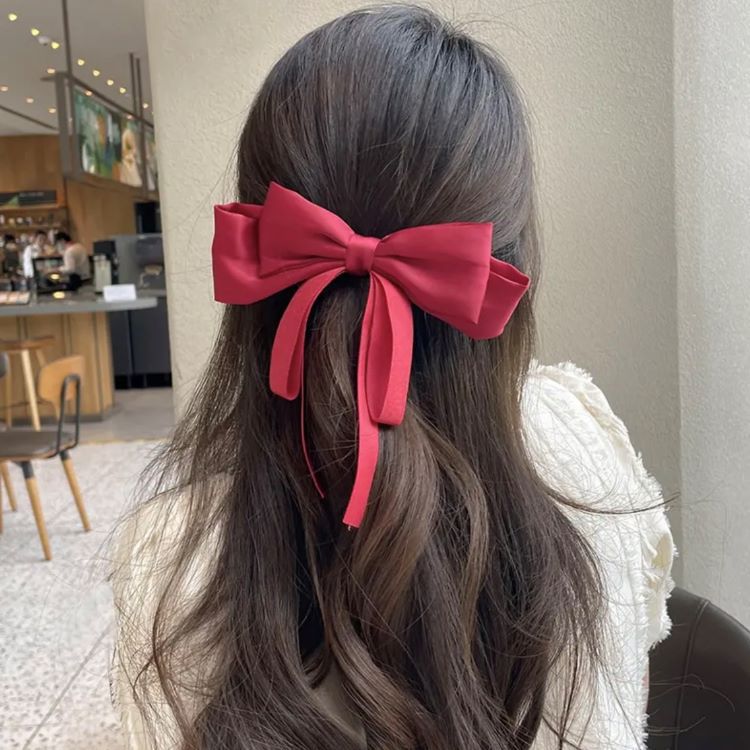 Grande fiocco nastro forcina orizzontale clip copricapo temperamento accessori per capelli alto senso indietro testa superiore clip molla clip all'ingrosso_voghion.com