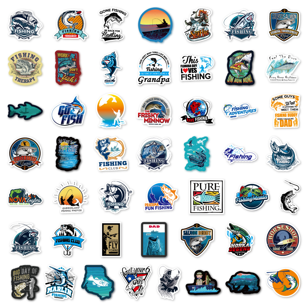 50-100 cross-border personality outdoor fishing graffiti stickers DIY scooter luggage waterproof removable stickers