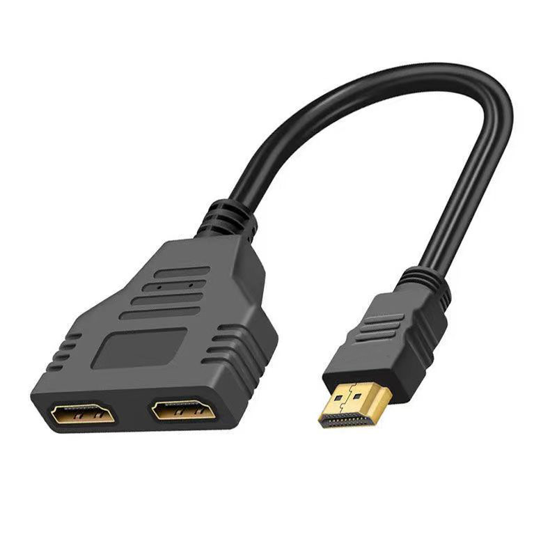 金メッキインターフェースhdmi一分二線1/2ハイビジョン変換線hdmi3d 1.4版公転双母変換器