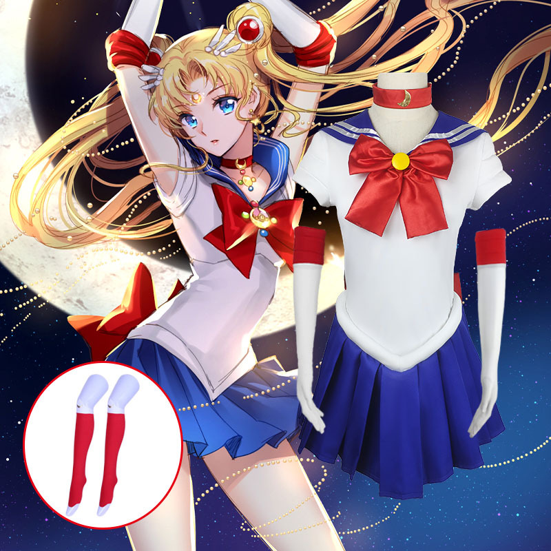 Water Ice Moon cos Sailor Warrior cos Moon Hare 4 Generation Sailor Suit Halloween Children Play Costume