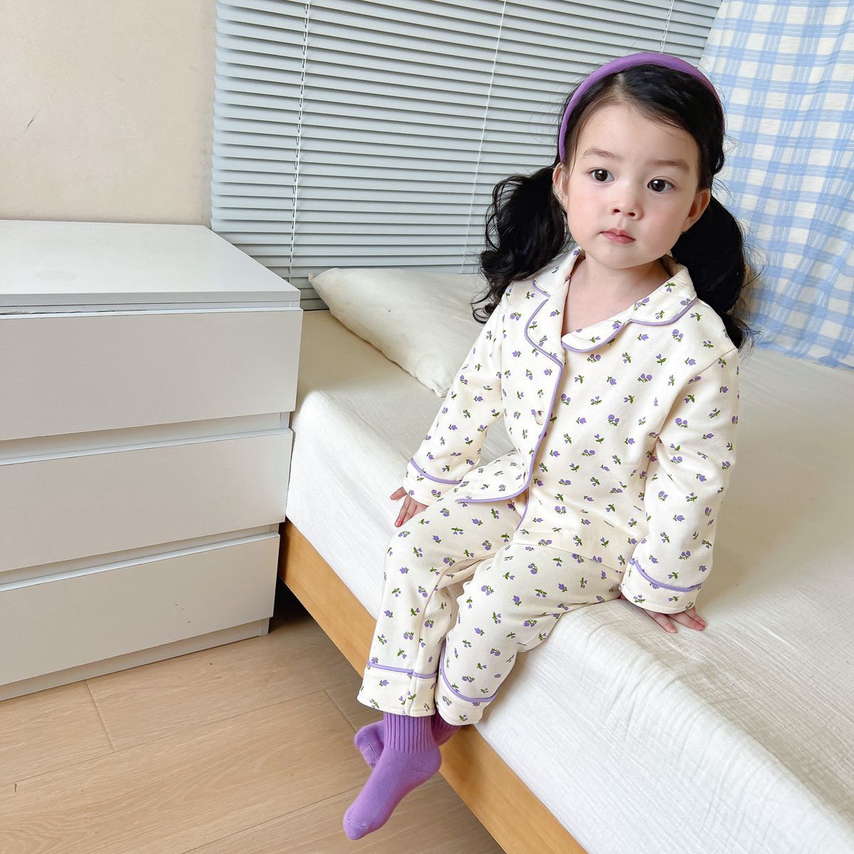 Baby Korean style autumn pajamas pajama pants 2023 children's new home wear infant comfortable suit children's clothing